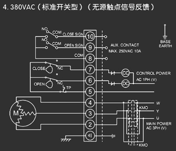380VAC標(biāo)準(zhǔn)開(kāi)關(guān)型<a href='http://www.shezhibujian.cn/Product/diefa/diandongdiefa/' target='_blank'>電動(dòng)<a href='http://www.shezhibujian.cn/Product/diefa/' target='_blank'>蝶閥</a></a>接線圖